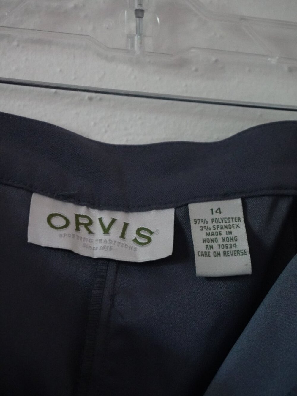Orvis Faux Suede Pants Women 14 Blue High Rise Straight Leg Pleated Stretch - Picture 4 of 4